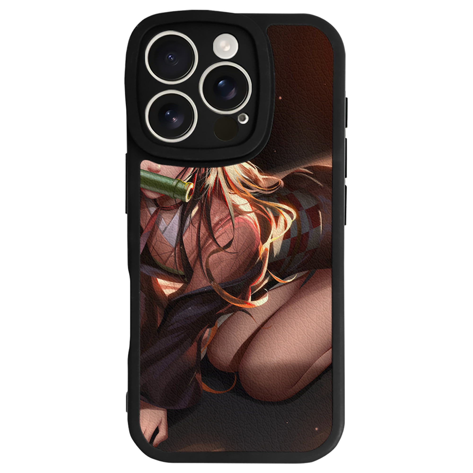 （画像用） 鬼滅の刃（きめつのやいば）竈門 禰󠄀豆子／かまど ねずこ Kamado Nezuko 【iPhone 16シリーズ対応】シリコンスマホケース（レザー調） 材質：シリコン